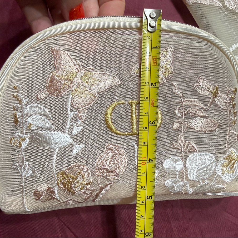The Christian Dior Cream Embroidered Butterfly Mesh Tote Bag and Makeup pouch - Picture 11 of 11
